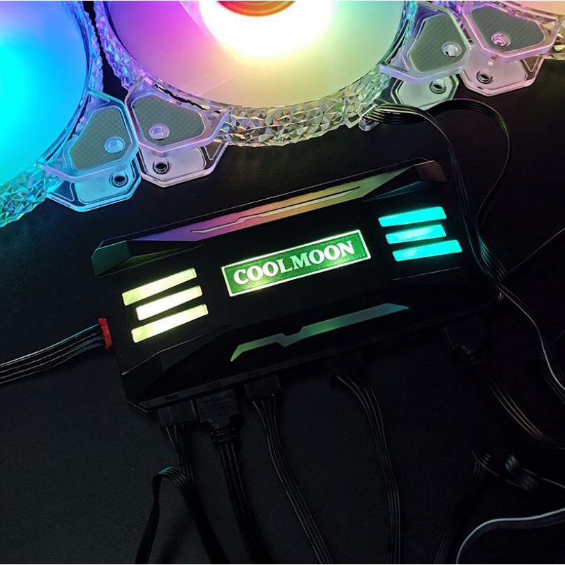 Bộ Hub Coolmoon PA-1 Dùng Cho Fan Led RGB Có Điều Tốc PWM - Hỗ Trợ Sync Main