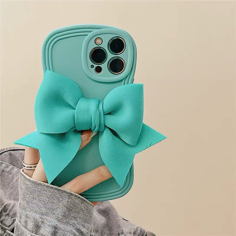 Ốp Điện Thoại Mềm Họa Tiết Nơ Màu Xanh Dương Cho Iphone 12 pro max 11 pro max xs max xr x 13proamx plus