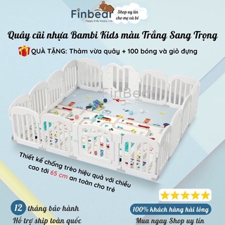 Quây cũi nhựa Bambi Kids màu Trắng nhiều kích thước, Cũi nhựa nguyên sinh cao 65cm an toàn cho bé FINBEAR