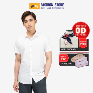 Áo sơ mi nam ngắn tay YODY vải lụa nến cao cấp khô thoáng giữ form SNM4001
