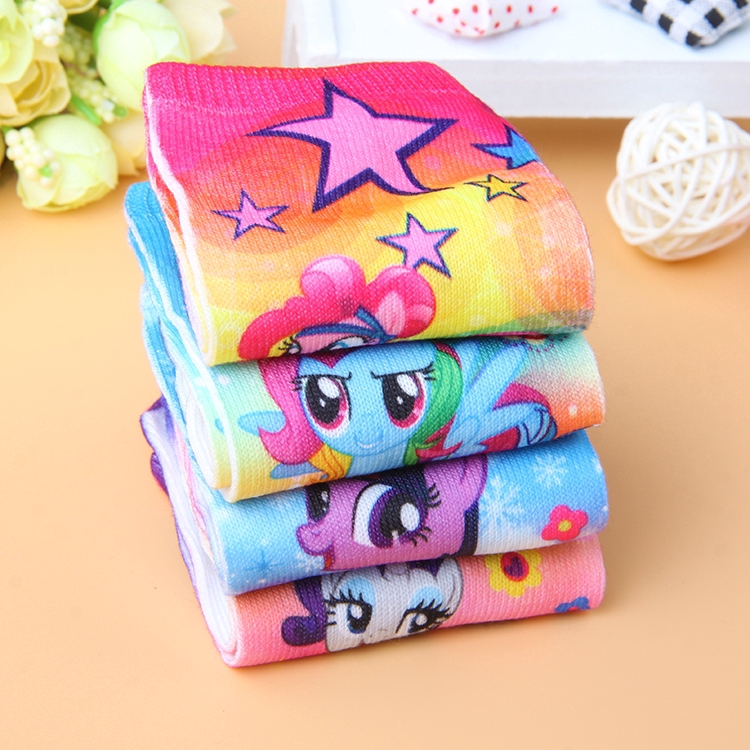 Bộ 4 Đôi Vớ Cotton Họa Tiết Hoạt Hình My Little Pony 4 Trong 1