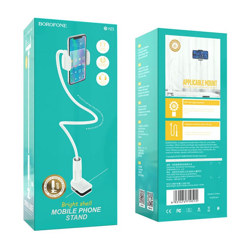 Giá Đỡ - Kẹp Điện Thoại Borofone BH23 Chính Hãng - Kẹp Cạnh Bàn - Kẹp Đuôi Khỉ - Kẹp Điện Thoại Chắc Chắn