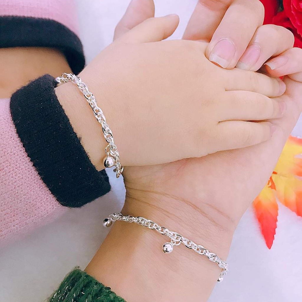 Lắc tay bạc thật cho mẹ và bé DaLiA Jewelry lắc tay bi lúc lắc đáng yêu
