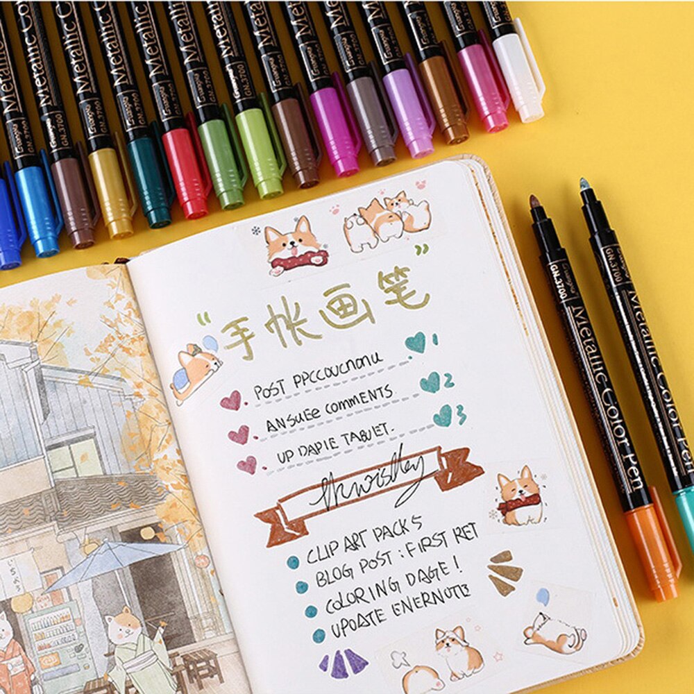 Set 12/ 20 bút lông màu ánh kim dùng để vẽ tranh