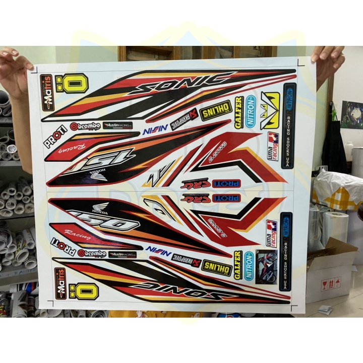 ( Quí khách vui lòng mang ra tiệm cho thợ dán ) Tem sonic 150 trắng đỏ v3