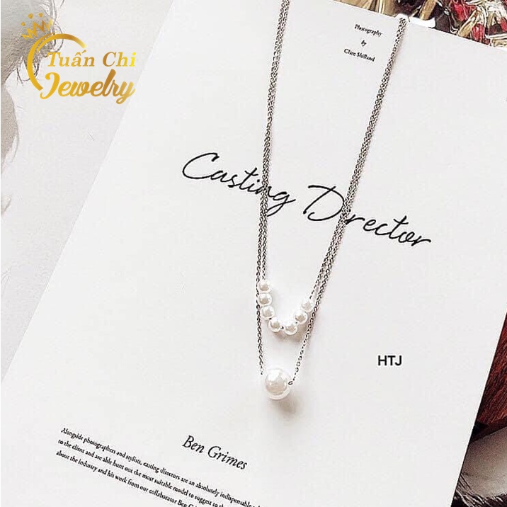 Vòng Cổ Bạc- Dây Chuyền Nữ Dáng Choker Đính Ngọc Cá Tính, Thời Trang Hàn Quốc