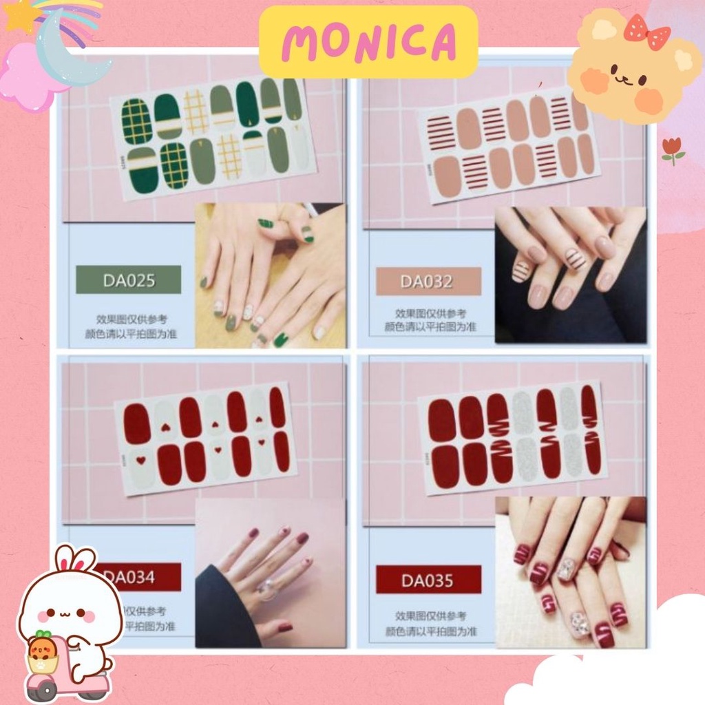 Bộ dán móng tay gồm 14 nail stick không thấm nước, độ đàn hồi tốt. DA#1