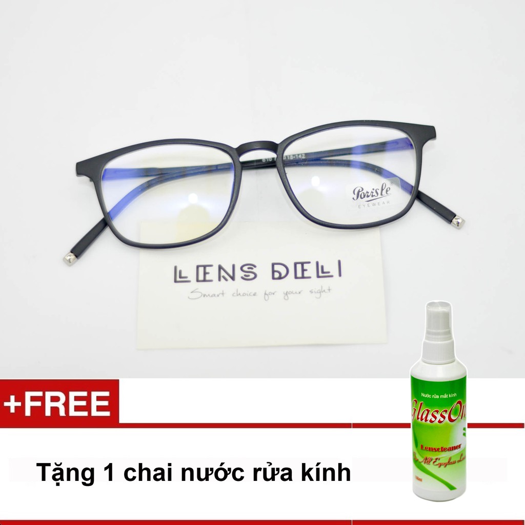 Gọng kính siêu mỏng Lens Deli (Đen) + Tặng 1 chai nước rửa kính Glassone