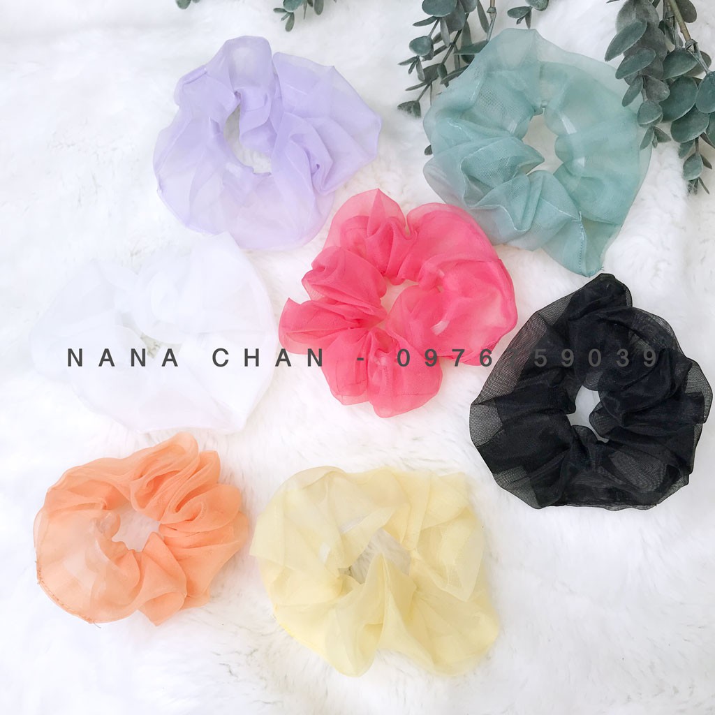 [I015] Buộc tóc scrunchies voan trơn cho bé