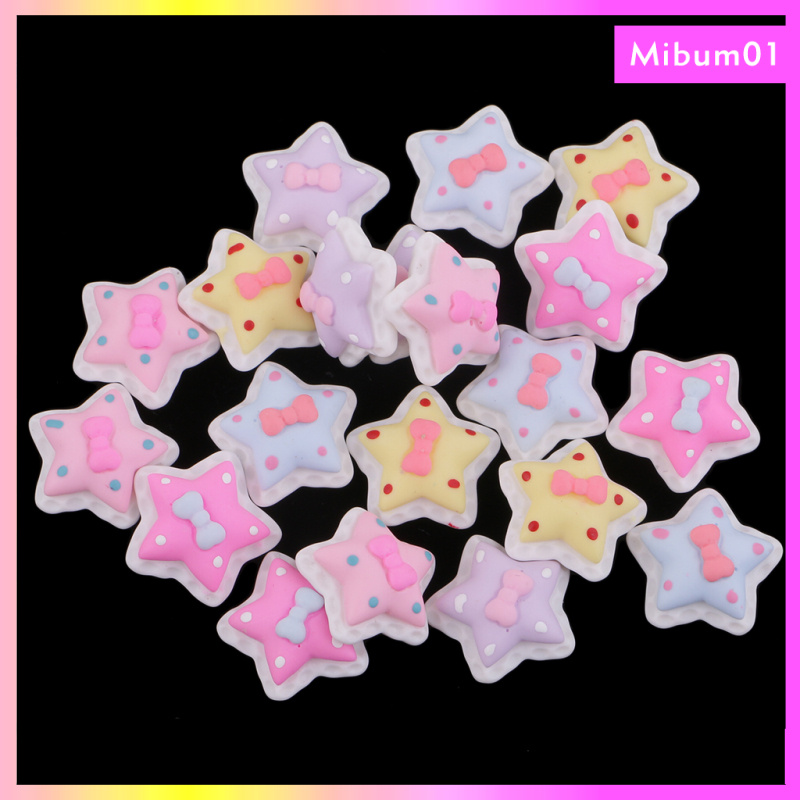 20 Pieces Lots Mixed DIY Flatbacks Resin Flat Back Kawaii Five-pointed Stars Cabochon Buttons Scrapbooking Slime