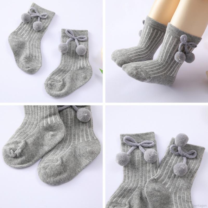 Vớ cotton dệt kim màu trơn đính nơ dễ thương cho bé sơ sinh chất lượng cao