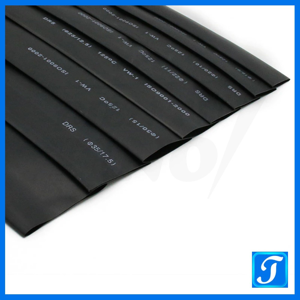 Ống Gen (1 mét) Co Nhiệt Chống Cháy 600V màu Đen size lớn