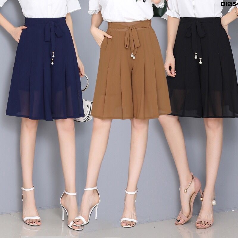 Quần Giả Váy Ống Rộng Lưng Cao Thời Trang 2019