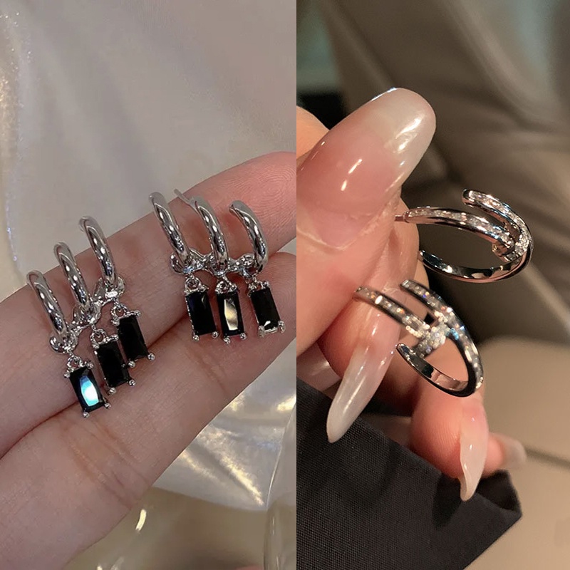 Khuyên Tai Đính Đá Kiểu Dáng Thanh Lịch Dành Cho Nữ