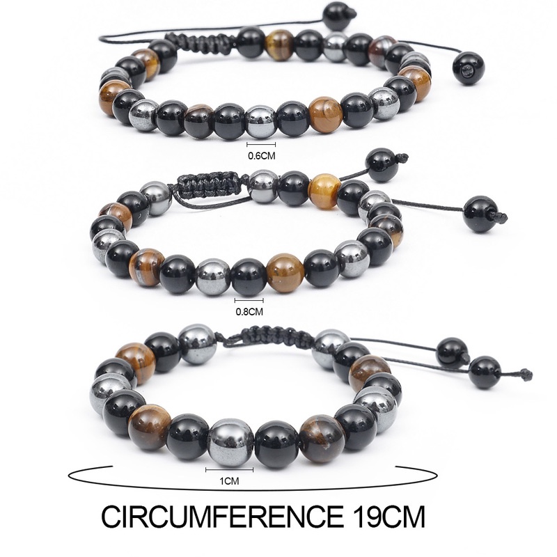 Vòng Tay Xâu Hạt Đá Mắt Hổ Màu Đen Thời Trang Unisex