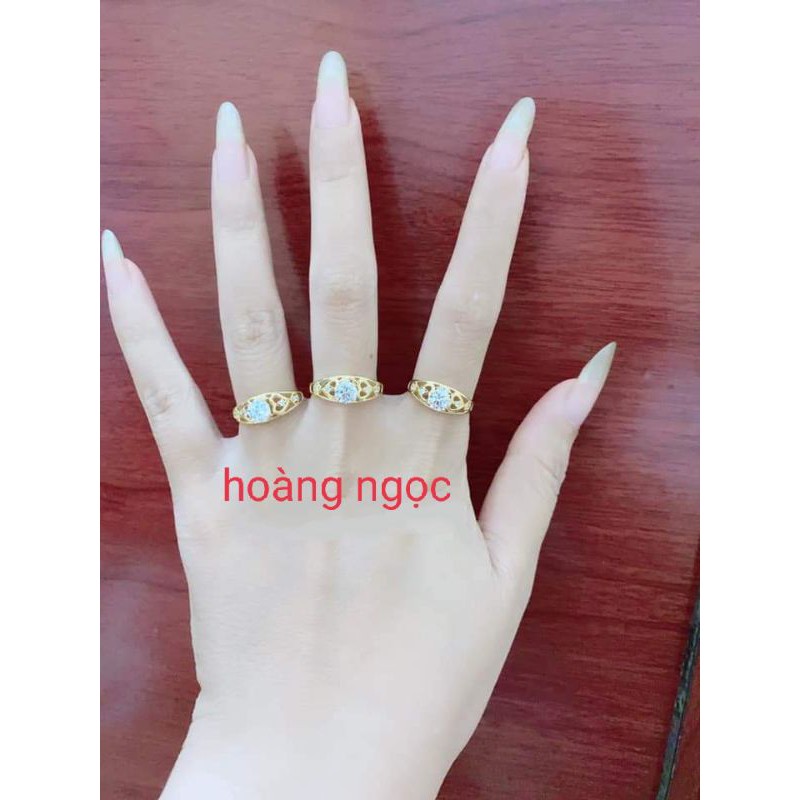 nhẫn nữ đính đá xoàn vàng 6k
