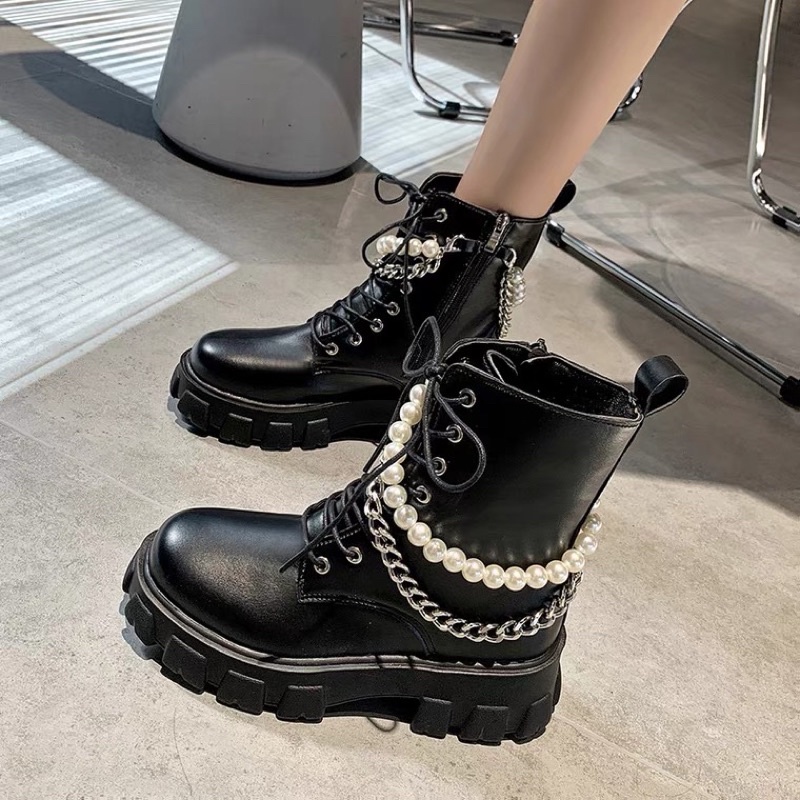 SẴN LẺ SIZE, IB SHOP  _ Giày Martin , giày boots đế cao 2 màu phong cách Hàn l
