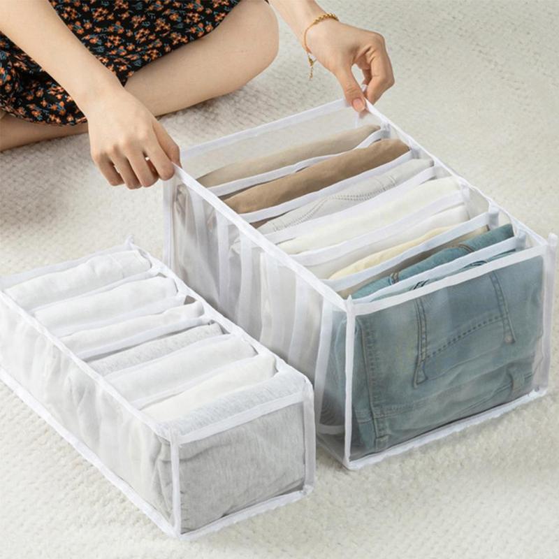 Hộp Đựng Quần Áo Chia Ngăn Chất Liệu Vải Lưới Có Thể Xếp Chồng Và Giặt Sạch Tiện Lợi Trong Tủ Quần Áo H5M0