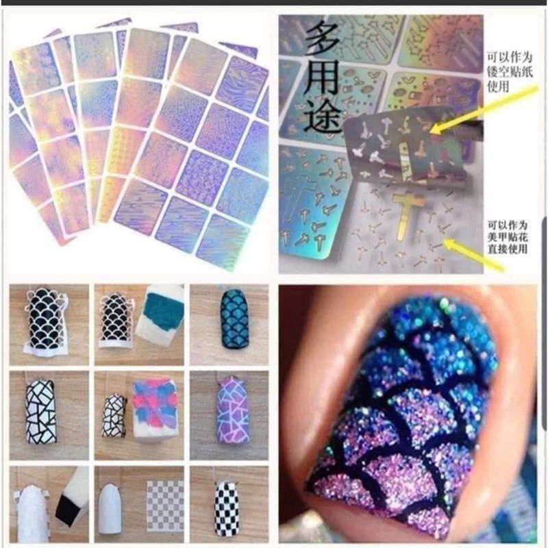 Sét 6  khuôn mẫu nail,khuôn mẫu móng chân tay mẫu đẹp