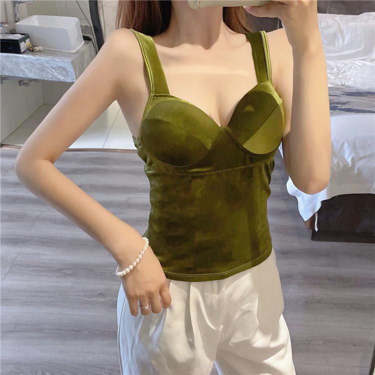 Áo hai dây vải nhung phong cách mới thời trang cho nữ