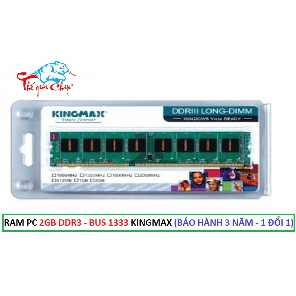 RAM PC 2GB DDR3 - BUS 1333 KINGMAX (BẢO HÀNH 3 NĂM - 1 ĐỔI 1)