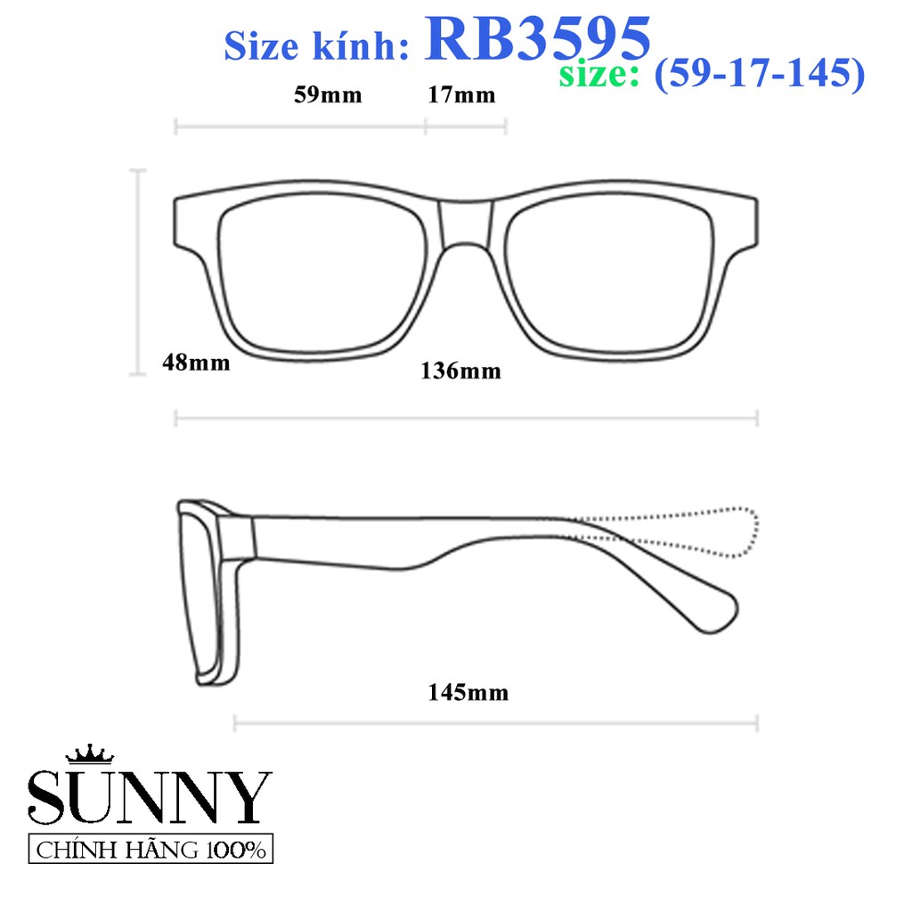 RB3595 9014-11 - kính mát Rayban chính hãng, bảo hành toàn quốc, có kèm tem chống hàng giả của bộ công an