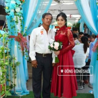 Đầm xòe đỏ phối ren cao cấp