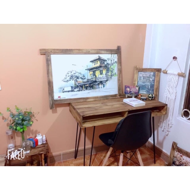 Bàn làm việc gỗ chân sắt