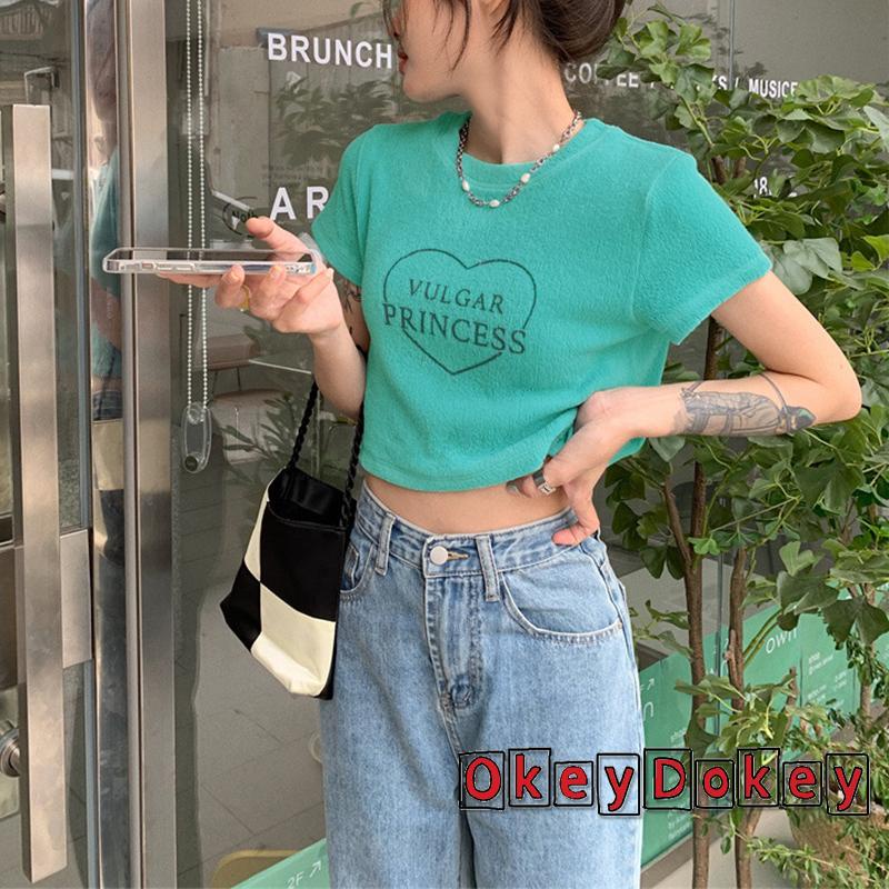 Áo Croptop Tay Ngắn In Chữ Thời Trang Xuân Thu Dành Cho Nữ