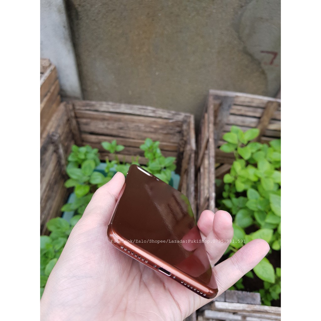 Tấm Dán Skin Full viền Glossy Brown Kèm Táo phát sáng 11 PRO MAX XSMAX X XS XR 6plus 7plus 8plus 6 5 7 12 PRO