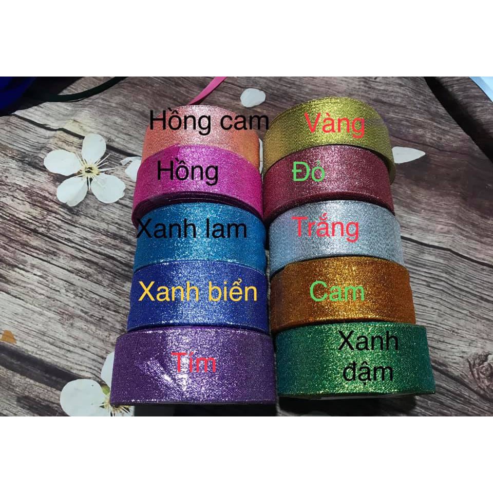 Cuộn ruy băng kim tuyến màu dài 22m
