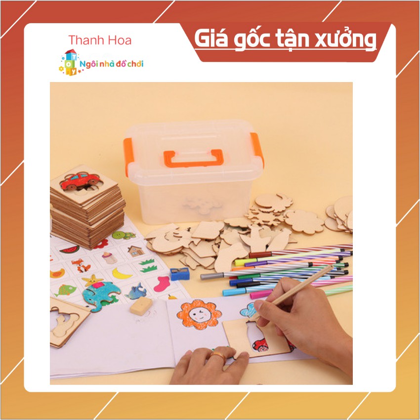 Tranh Khung Gỗ Vẽ In Đồ Tô Màu Bút Dạ Sáng Tạo Cho Bé Từ 2 - 7 Tuổi NOVA_HOA VD01