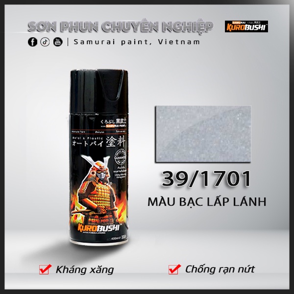 Sơn xịt Samurai Kurobushi - MÀU BẠC ÁNH KIM 1701 (400ml)