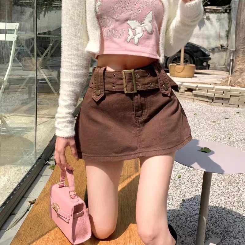 Chân váy denim ZHELIHANGFEI lưng cao chống chói thời trang quyến rũ cho nữ