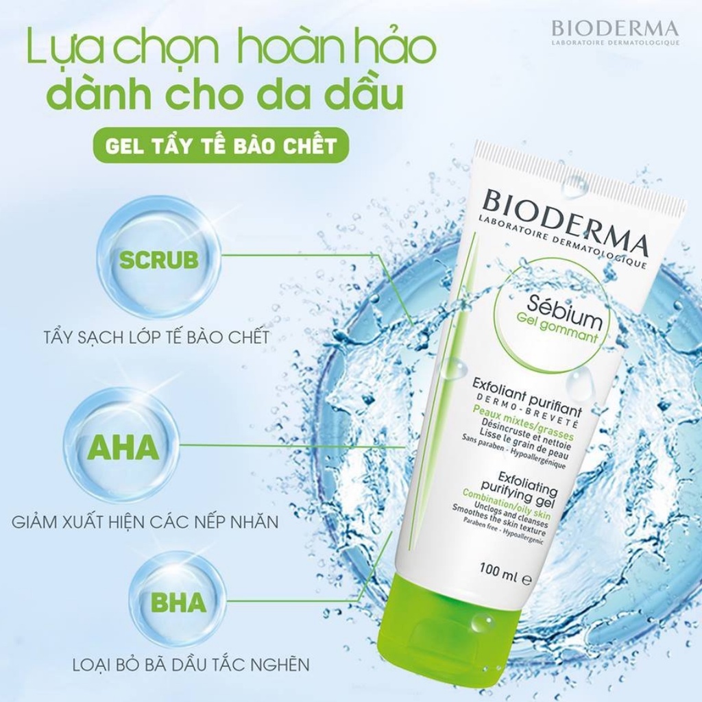 Gel tẩy tế bào chết làm mịn da Bioderma Sebium Gel Gommant 100ml