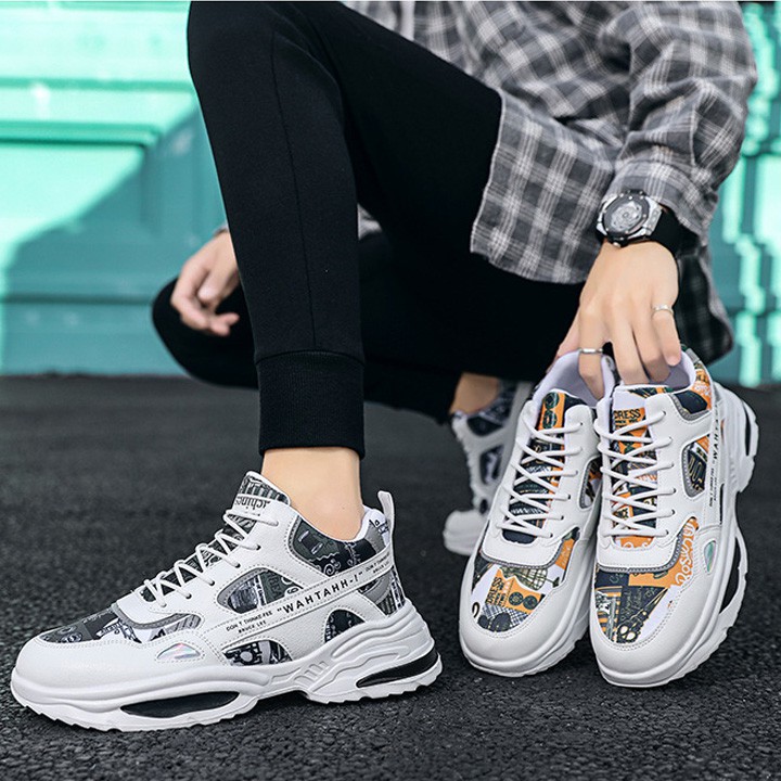 Giày sneakers thể thao nam - WATA họa tiết siêu chất thời trang Hàn Quốc GN117 | BigBuy360 - bigbuy360.vn