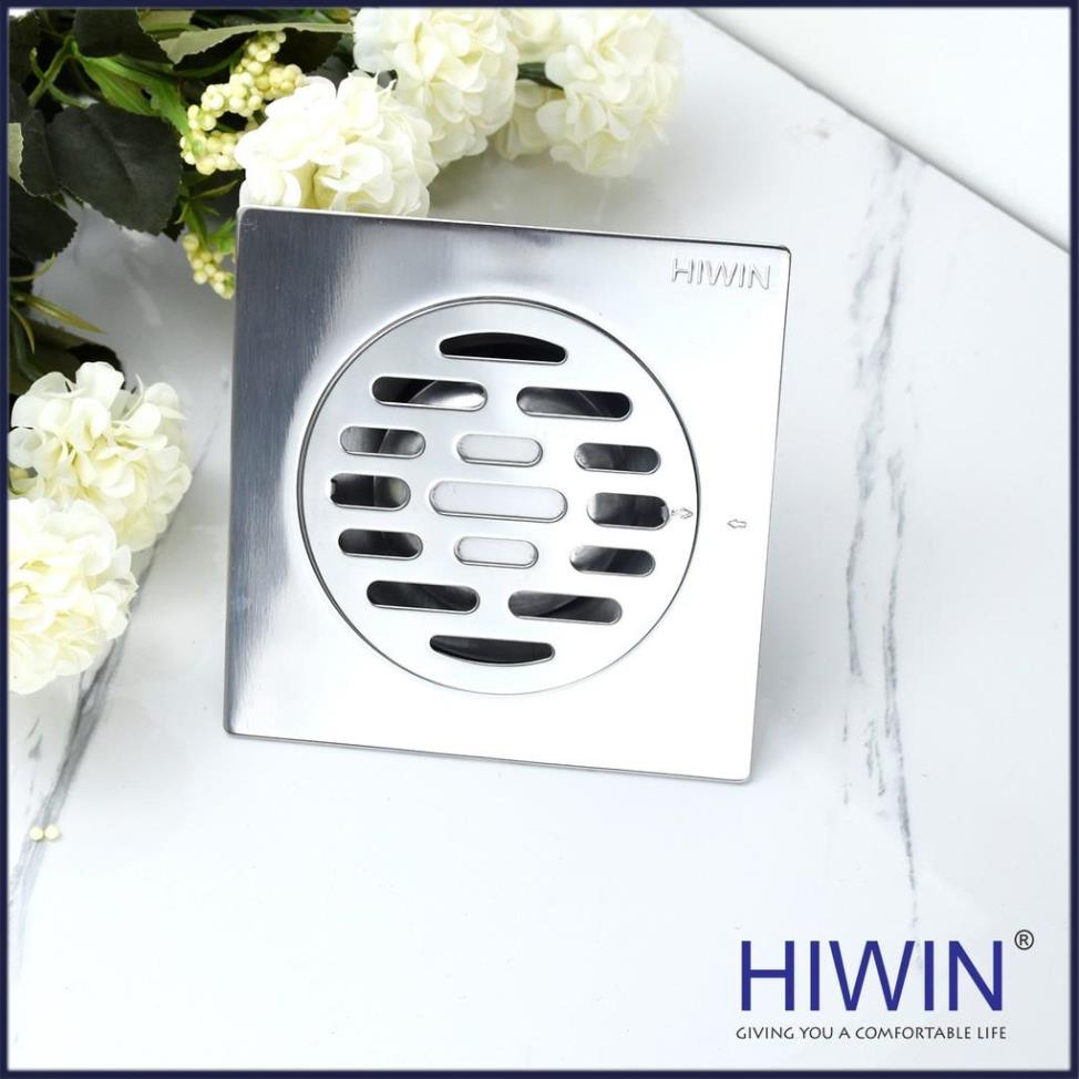 Phễu ga thoát sàn ngăn mùi hôi inox 304 mặt gương kích thước 120x120mm HIWIN FD-8210A