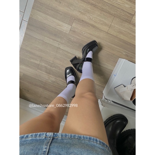 Giày cao gót Mary Jane đế trụ vuông