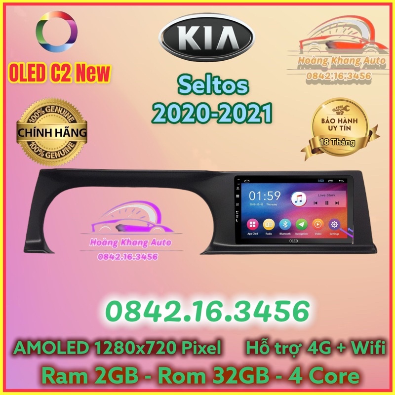 Màn hình Android OLED C2 New Theo Xe Kia Seltos 2020 - 2021, 9 inch và 10 inch kèm dưỡng và  jack nguồn zin