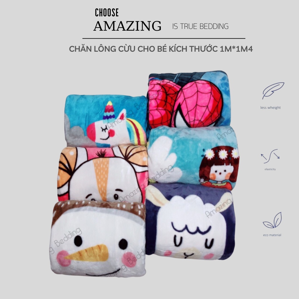 Chăn lông cừu cho bé siêu nhẹ, siêu ấm hàng loại 1 size 1m-1m4