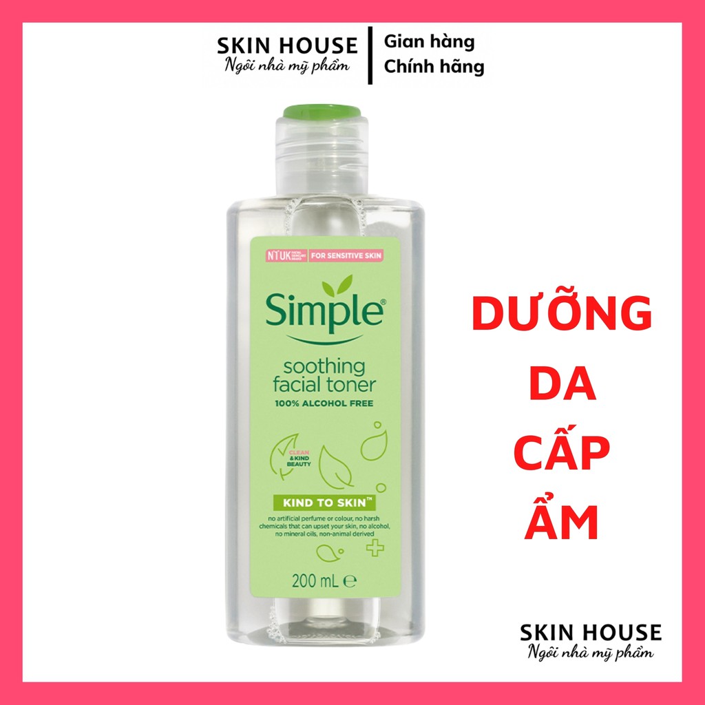 [Mẫu Mới] Nước Hoa Hồng Simple Kind To Skin Soothing Facial Toner 200ml