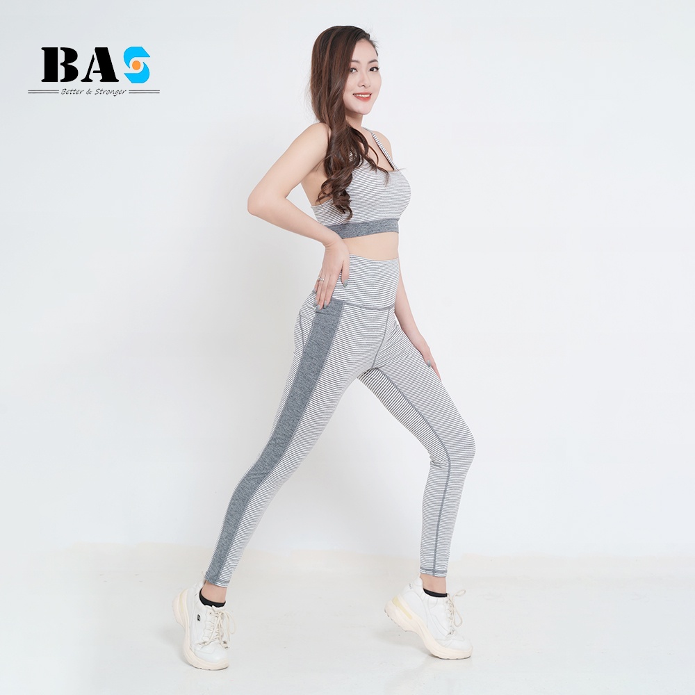 Set đồ tập thể thao tập yoga gym BAS sport bra dáng croptop phối legging dài nâng mông - S40021 -2