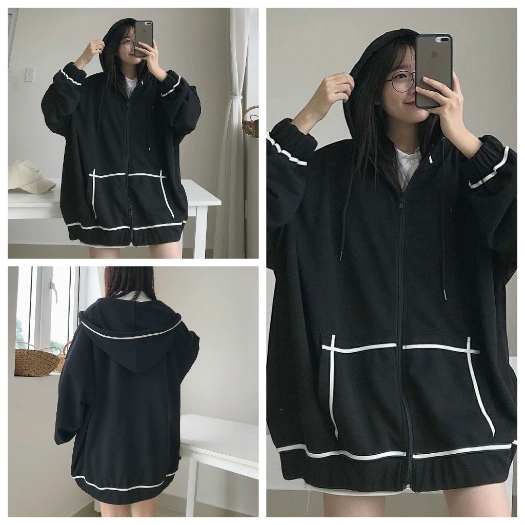 Áo khoác hoodie dây kéo form rộng VIỀN RÓT áo khoác Unisex nam nữ thời trang có mũ cá tính - CUTEZOO | BigBuy360 - bigbuy360.vn