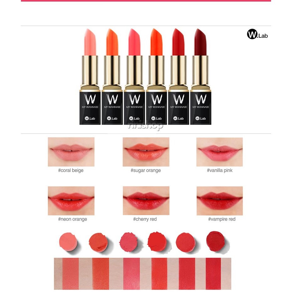 Son trang điểm W.Lab Wannabe mềm mịn cung cấp độ ẩm cho môi 3.7g