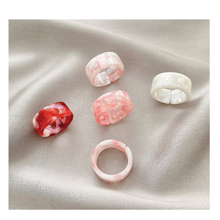 Vintage Candy Color Acrylic Ring Personalized Tail Ring Women Fashion Jewelry