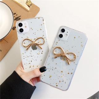 Ốp Điện Thoại Silicone Đính Lá Vàng Hình Nơ Cho Iphone 11Pro / XS Max / XR 7P / 8plus