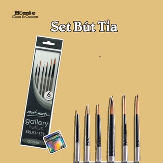 [Bút Lông vẽ giày đầu nhọn] Bộ cọ vẽ tỉa đầu nhọn CHUYÊN DỤNG CUSTOM GIÀY cao cấp - SET 6 Bút lông