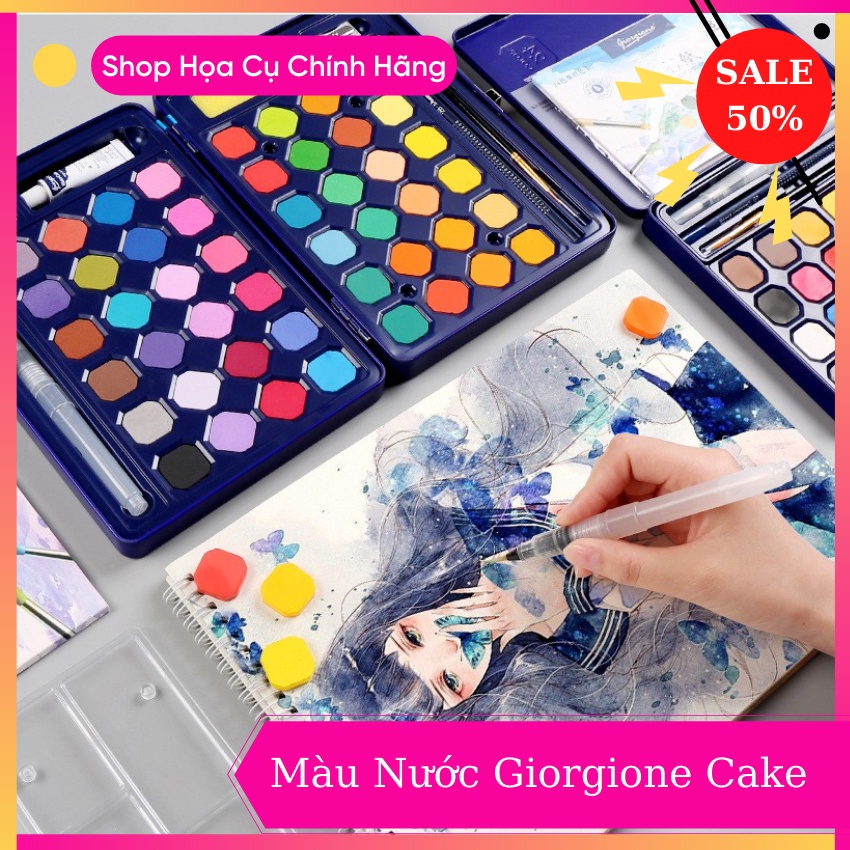 Màu nước Giorgione Cake ⚡ HÀNG CHÍNH HÃNG ⚡ màu nước dạng khay nén đa dụng lựa chọn hoàn hảo cho các tín đồ mê vẽ