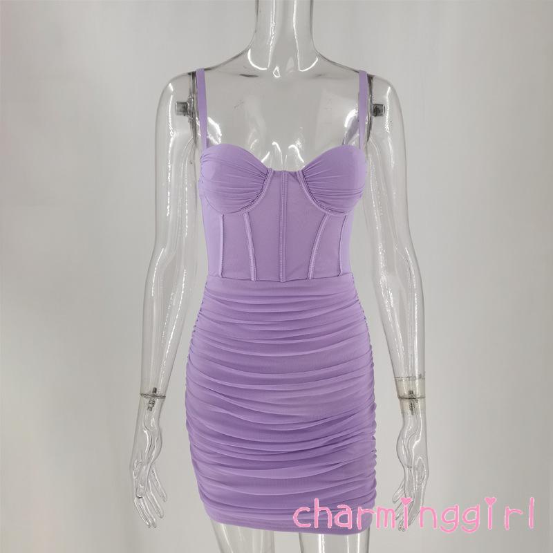 Đầm Dây Lưng Trần Xếp Ly Quyến Rũ Cho Nữ