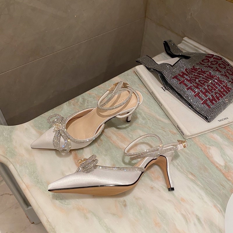 Sandal cao gót nơ đá quấn cổ 7p fullbox